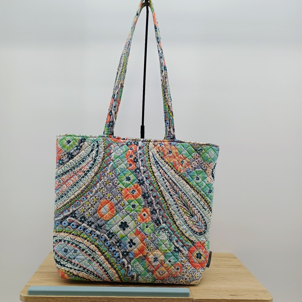 Vera Bradley Tote Bag Citrus Paisley Quilted Cotton Large Shoulder Handbag 28548 - Picture 2 of 12